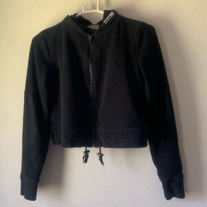 Gymshark XS cropped full zip Lined hoodie sweatshirt black